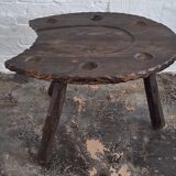 Brutalist hand-carved horse-shoe shaped gaming / coffee table, 1960s