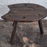 Brutalist hand-carved horse-shoe shaped gaming / coffee table, 1960s
