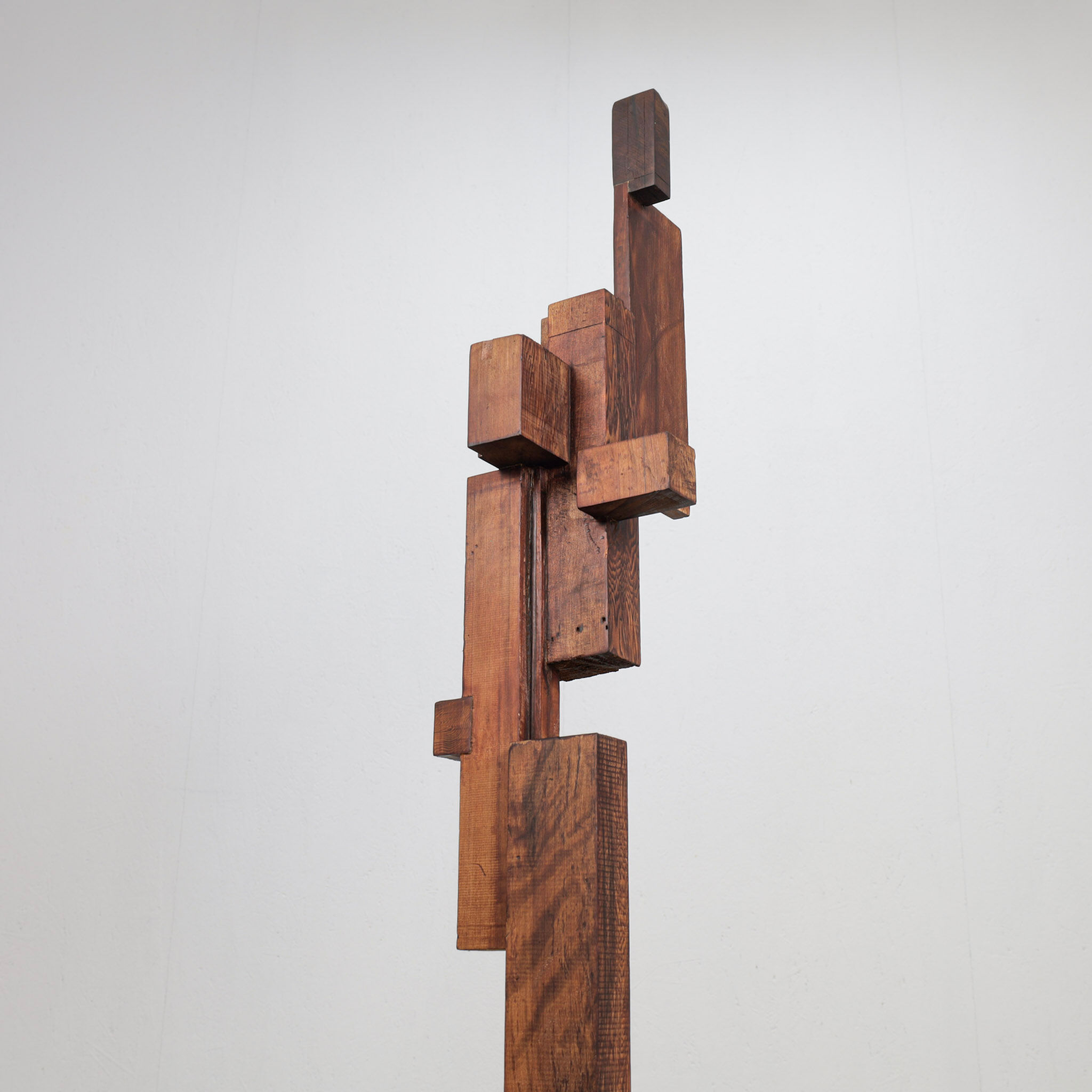 Abstract constructivist wooden sculpture, Netherlands, 1970s