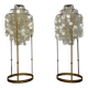 Lampes de sol en métal vintage avec disques en coquillage