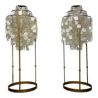 Vintage Metal Floor Lamps with Shell Discs