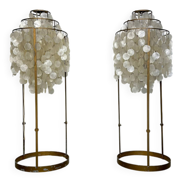Vintage Metal Floor Lamps with Shell Discs