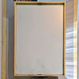 Silver tinted rectangular wall mirror brass frame