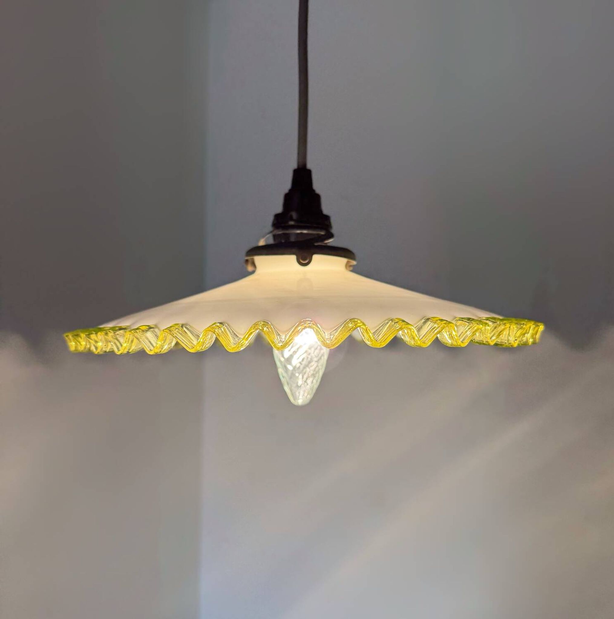 Antique uraline opaline pancake chandelier