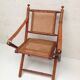 Bamboo folding chair and canning, leather and brass