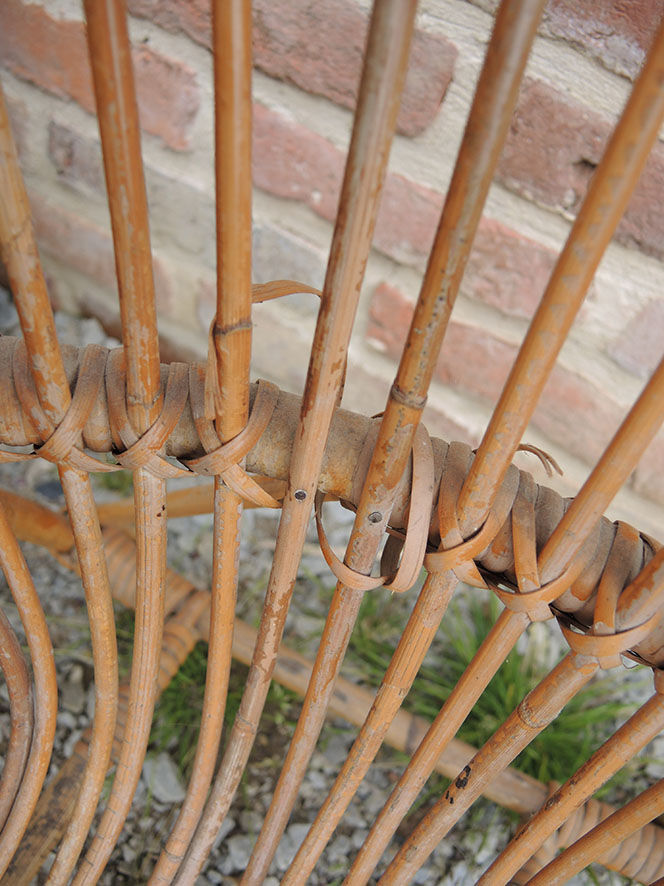 Old shell armchair for children rattan & bamboo