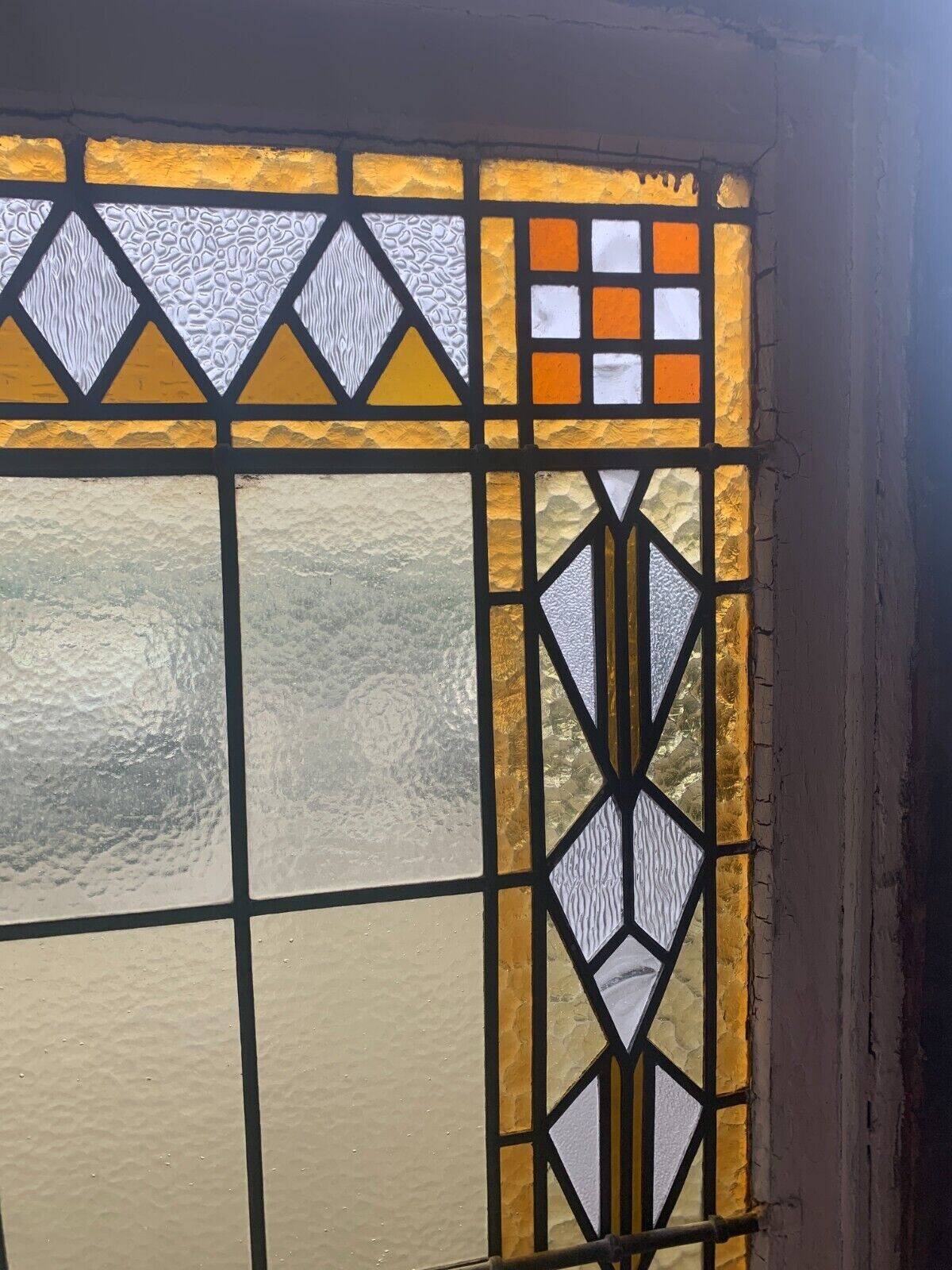 20th century Art Deco stained glass panel