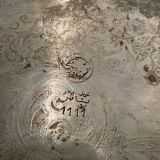 Large 20th century oriental tea tray engraved in metal color Width 66 cm