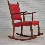 11960s, Danish rocking chair, original good condition, solid oak wood, furniture wool fabric.