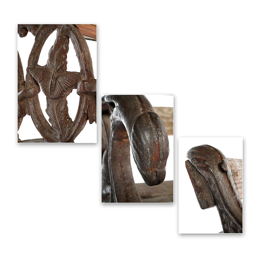 Wooden bench and cast iron