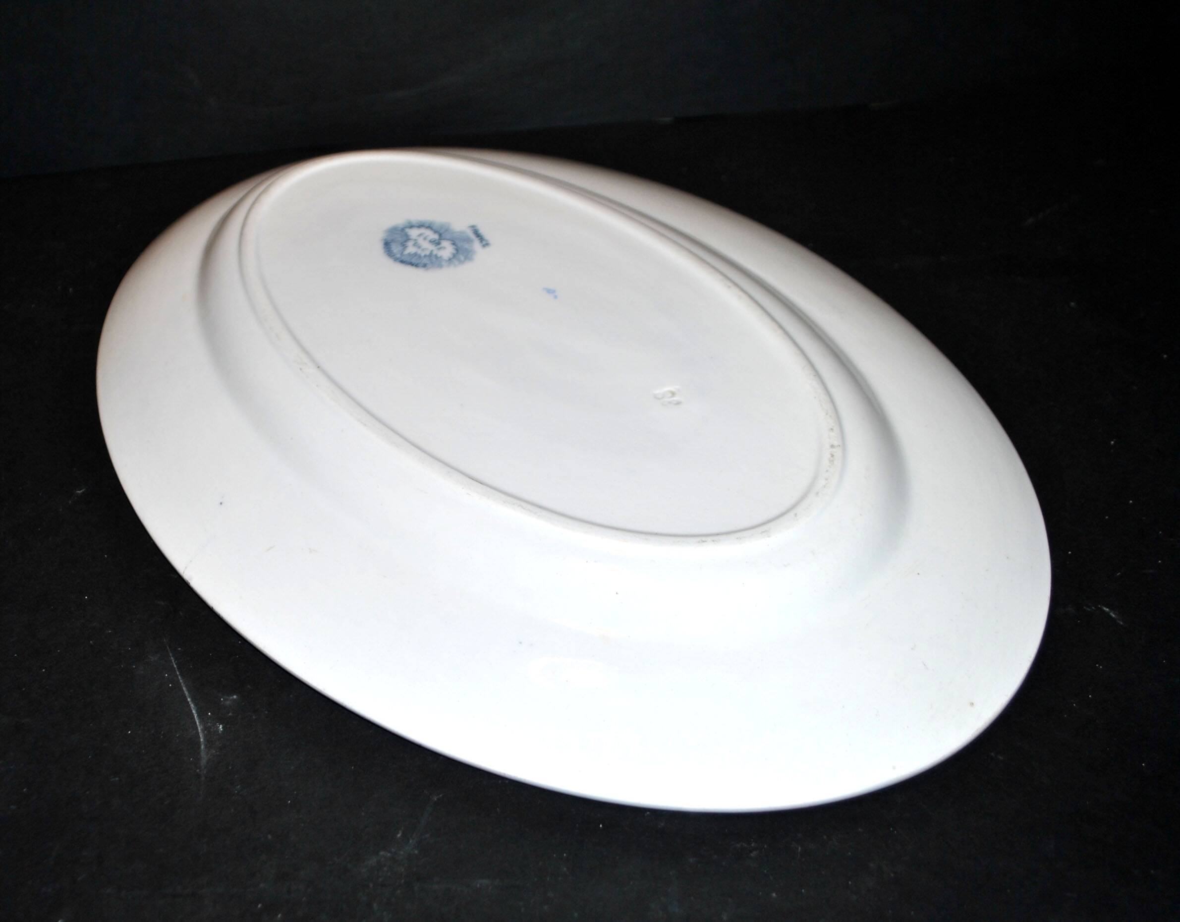 SARREGUEMINES FLORE Large Oval Platter with blue flower decoration U&C 36cm