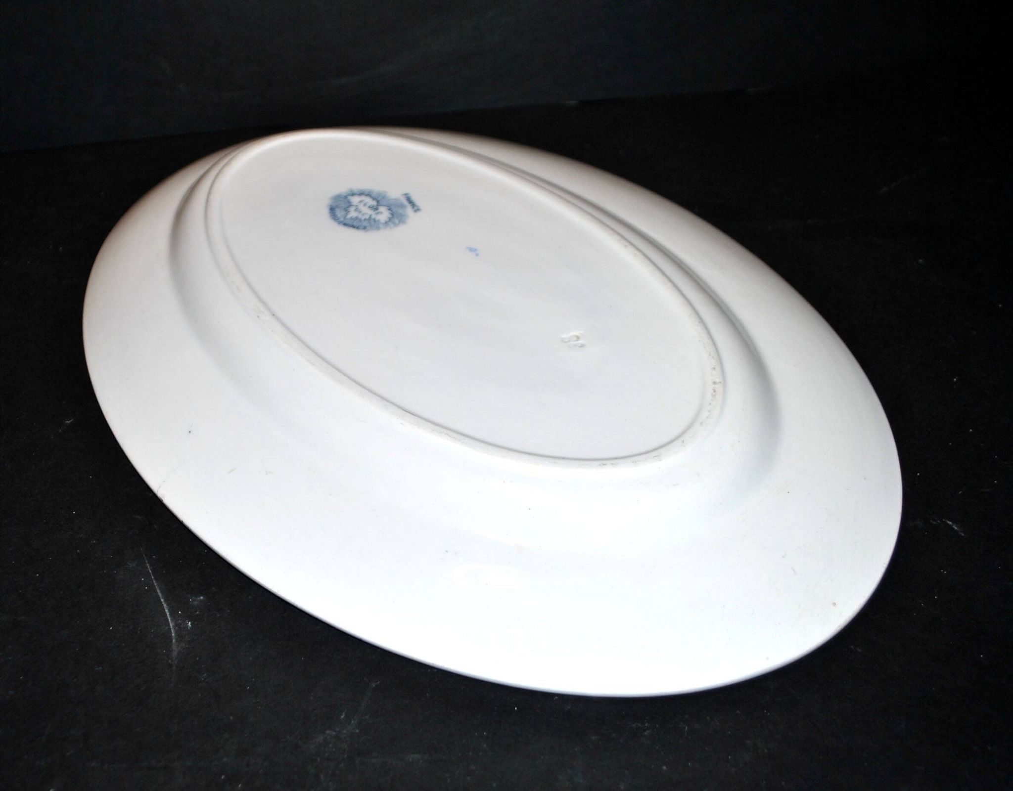 SARREGUEMINES FLORE Large Oval Platter with blue flower decoration U&C 36cm