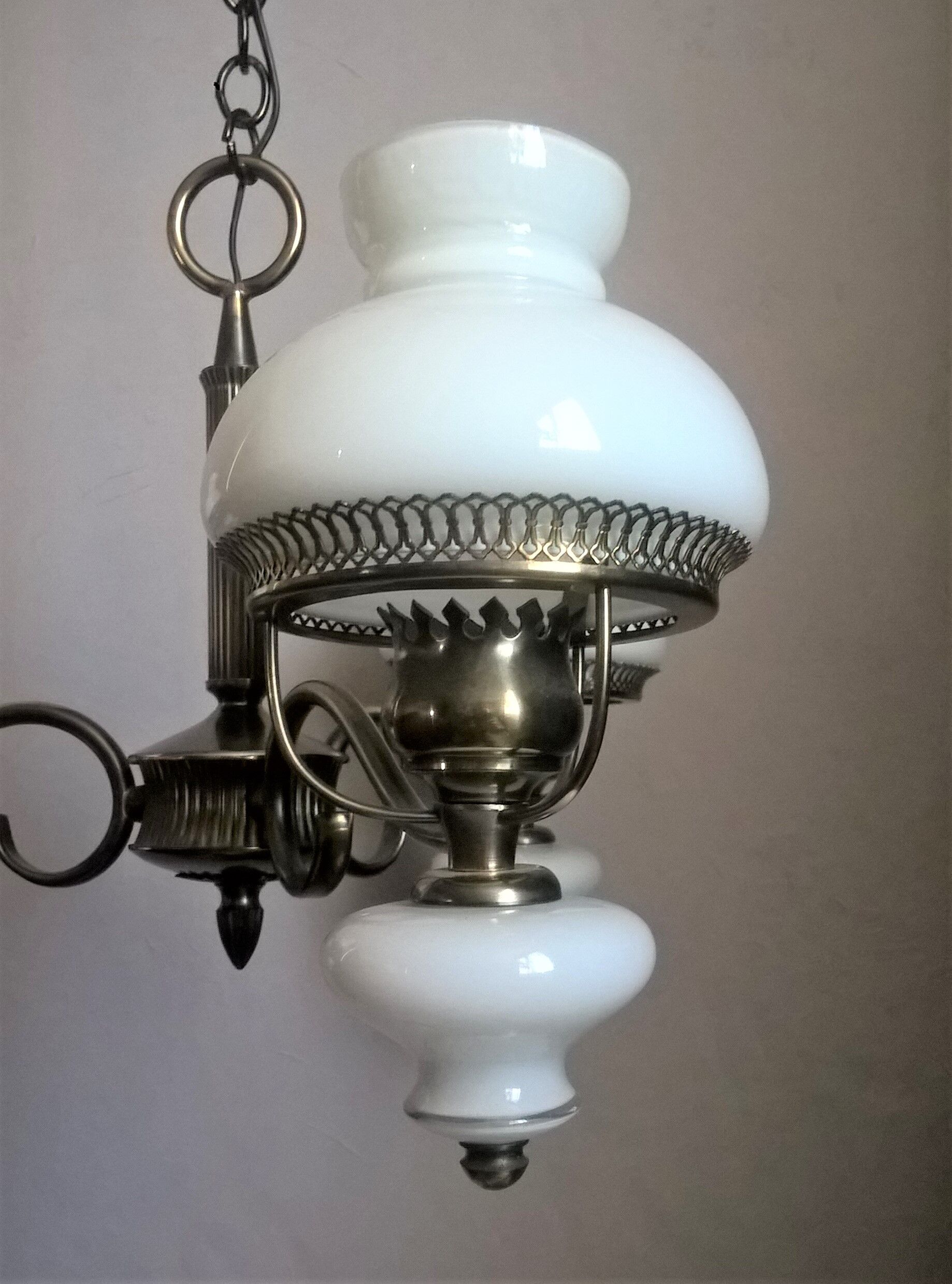 Gloss metallic patinated and gold and double opalines three fires Scandinavian style of the 30s