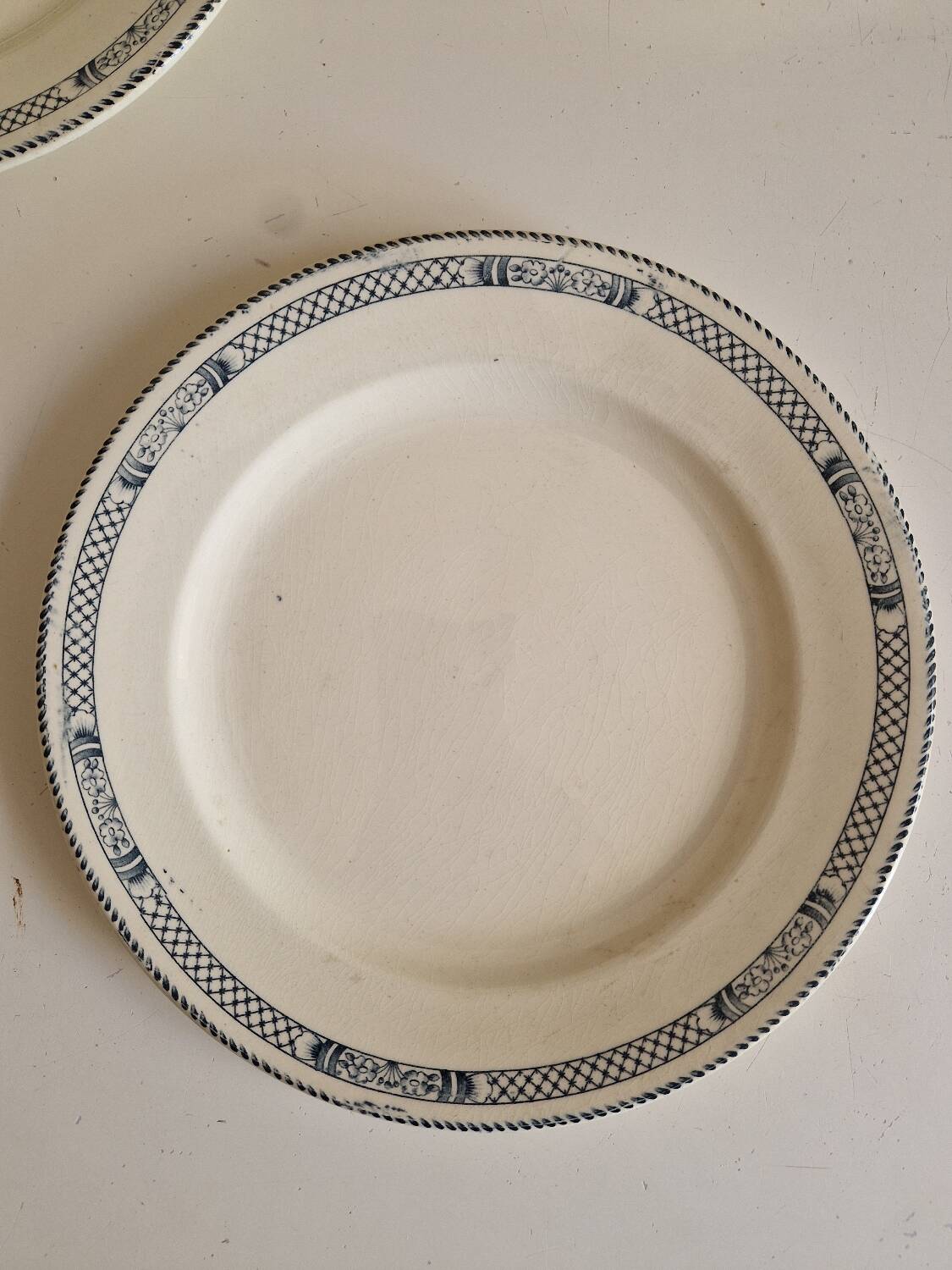 Lot de 12 assiettes plates terre de fer salins modèle Vauban