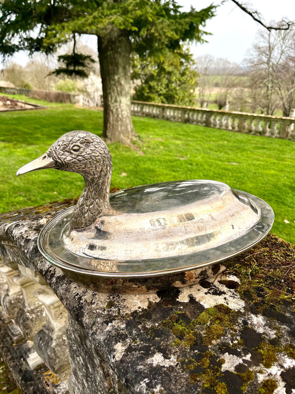 Plat de service pour canard – Plat à gibier en EPNS argenté vintage français