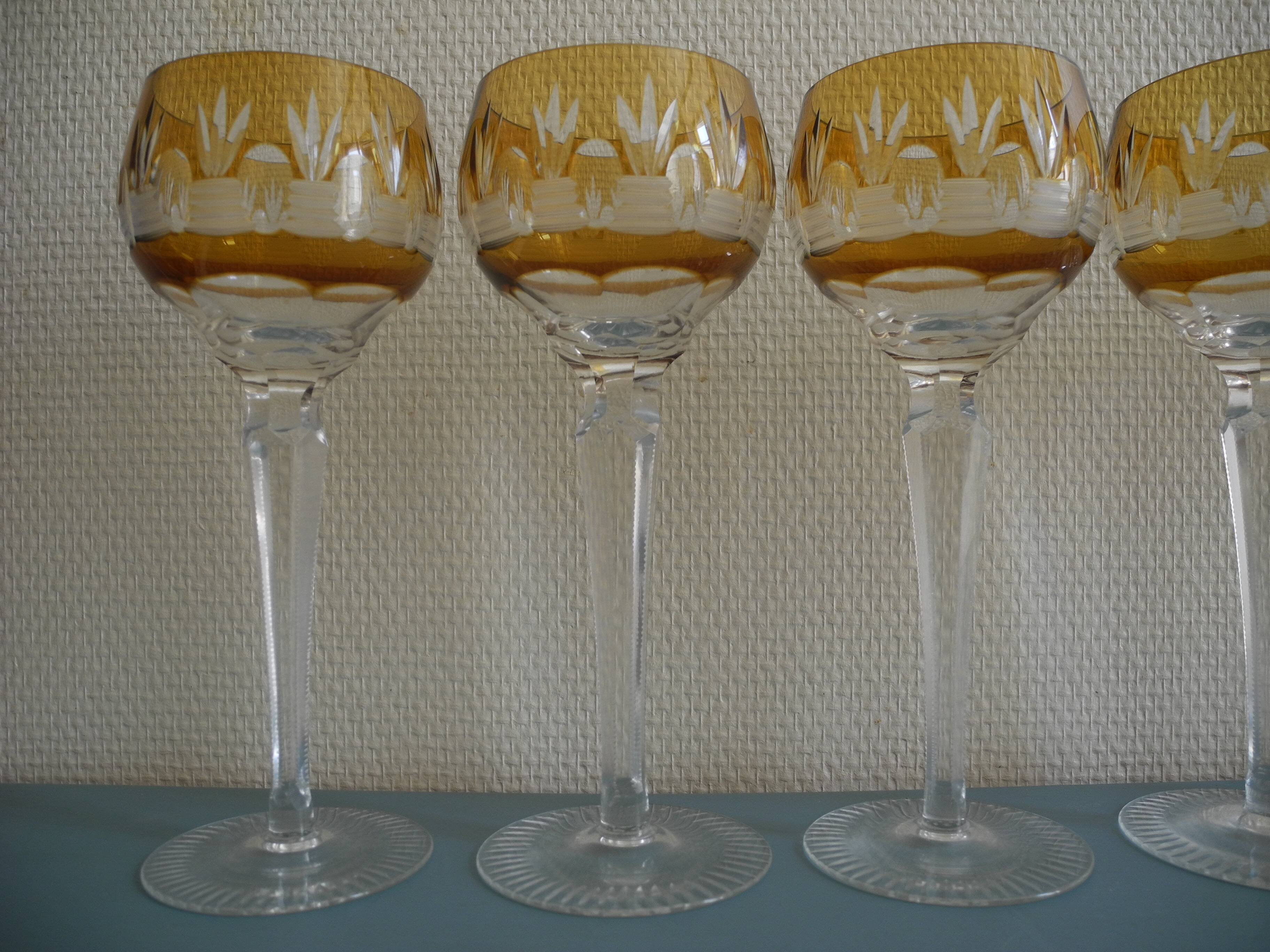 Set of 6 cut crystal wine glasses vintage crystal wine glasses