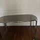 Space Age dining table in smoked glass & chrome