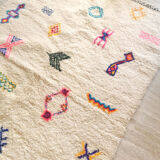 Berber carpet Azilal off-white with multicolored patterns in pure wool