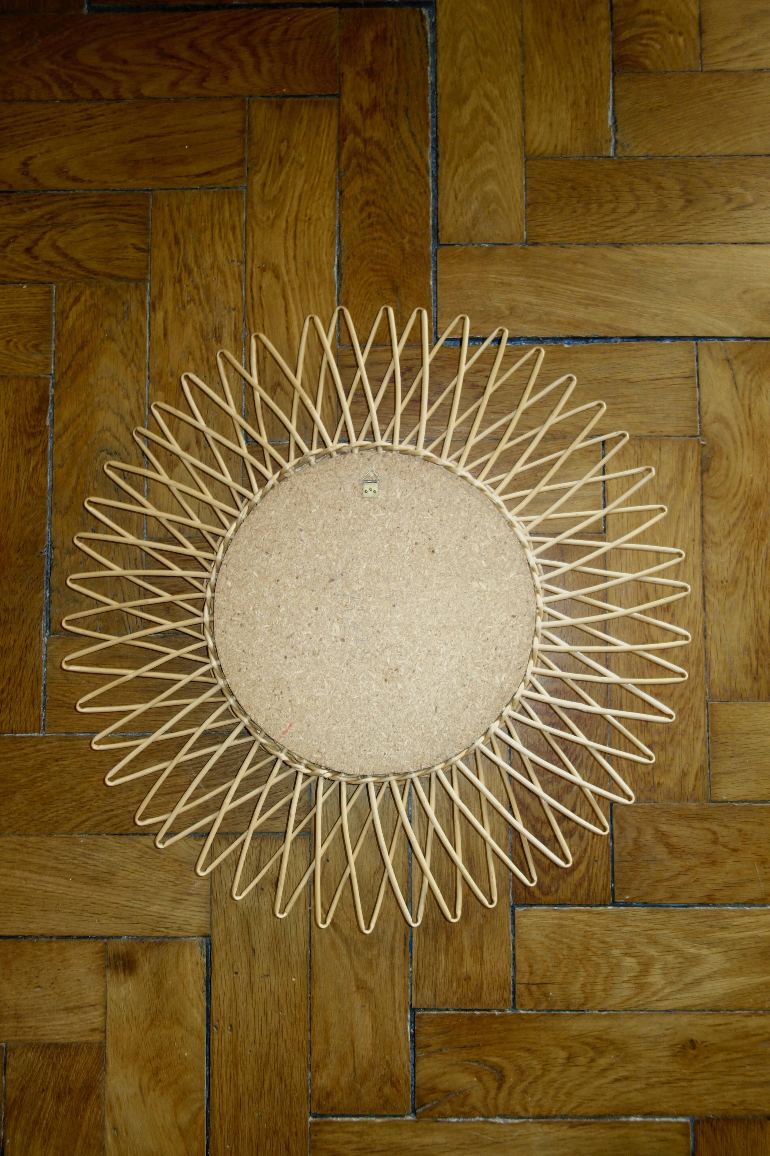 Rattan sun mirror 60s diameter 50cm