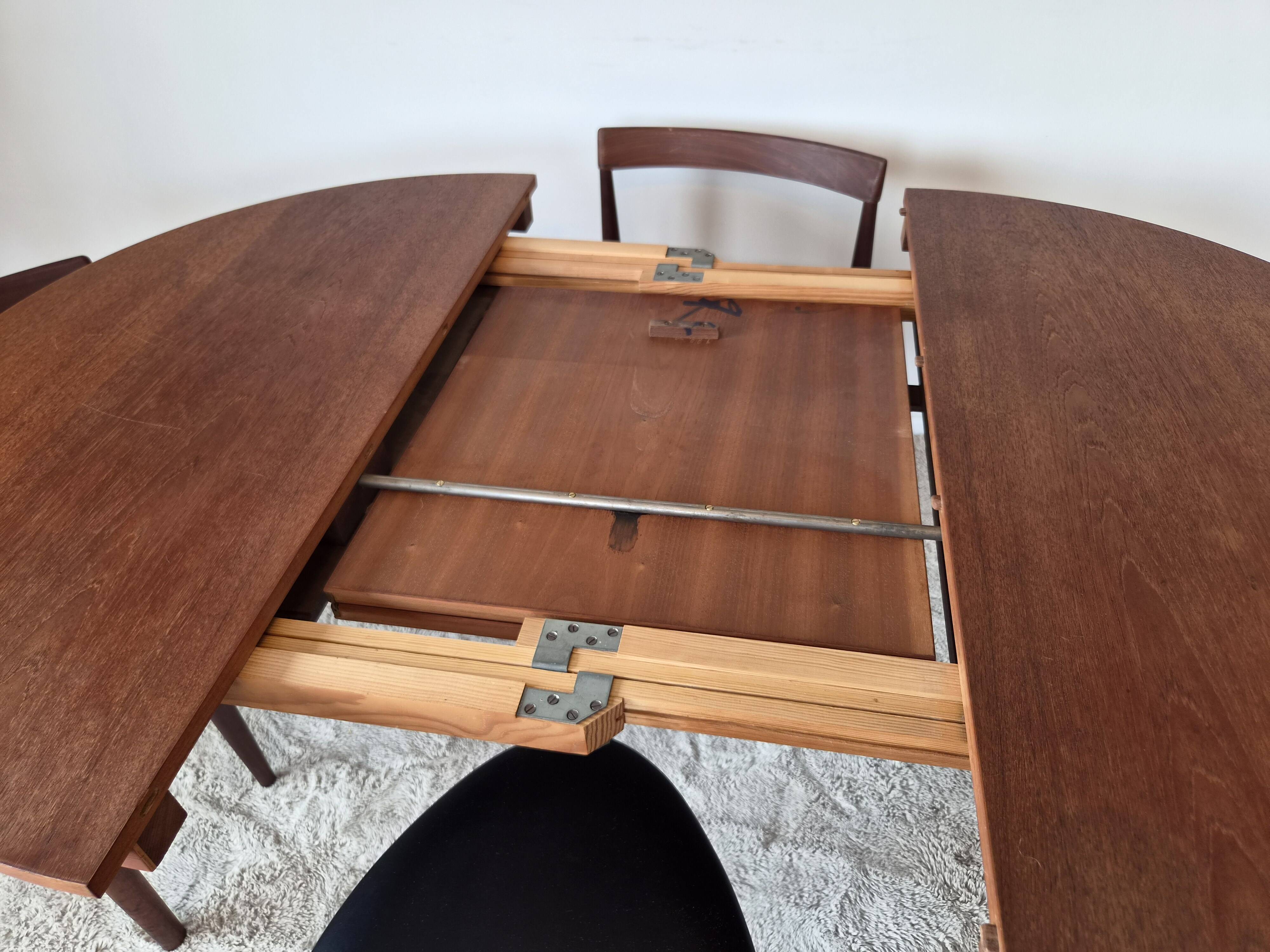 Roundette Teak Extendable Dining Set by Hans Olsen for Frem Røjle, Denmark
