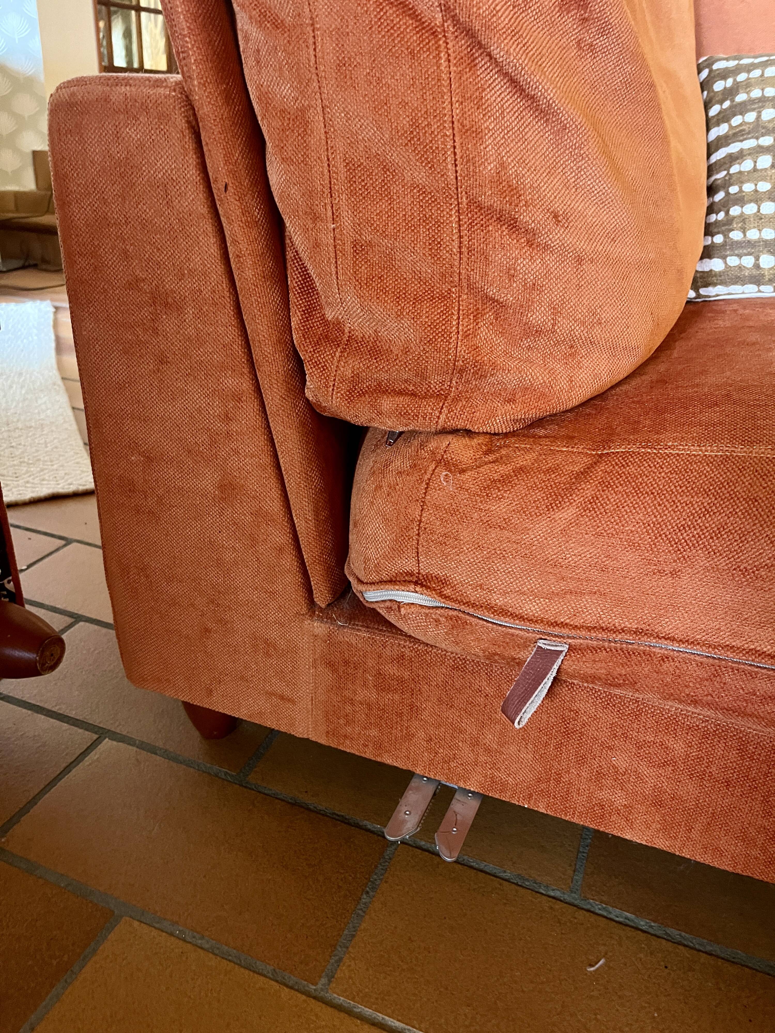 Vintage canapé and Viscoti fabric chaise longue