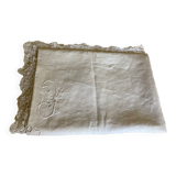 Old embroidered CA monogram sheet