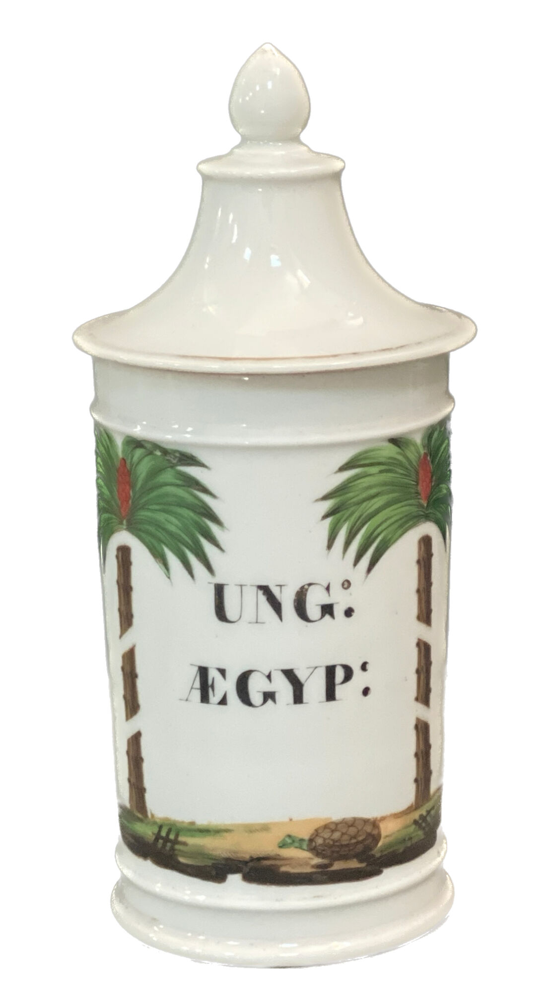 Medicine pot (apothecary pot) in earthenware with Egyptian decoration from the 19th century