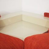 Modular sofa lacquered white and orange fabric