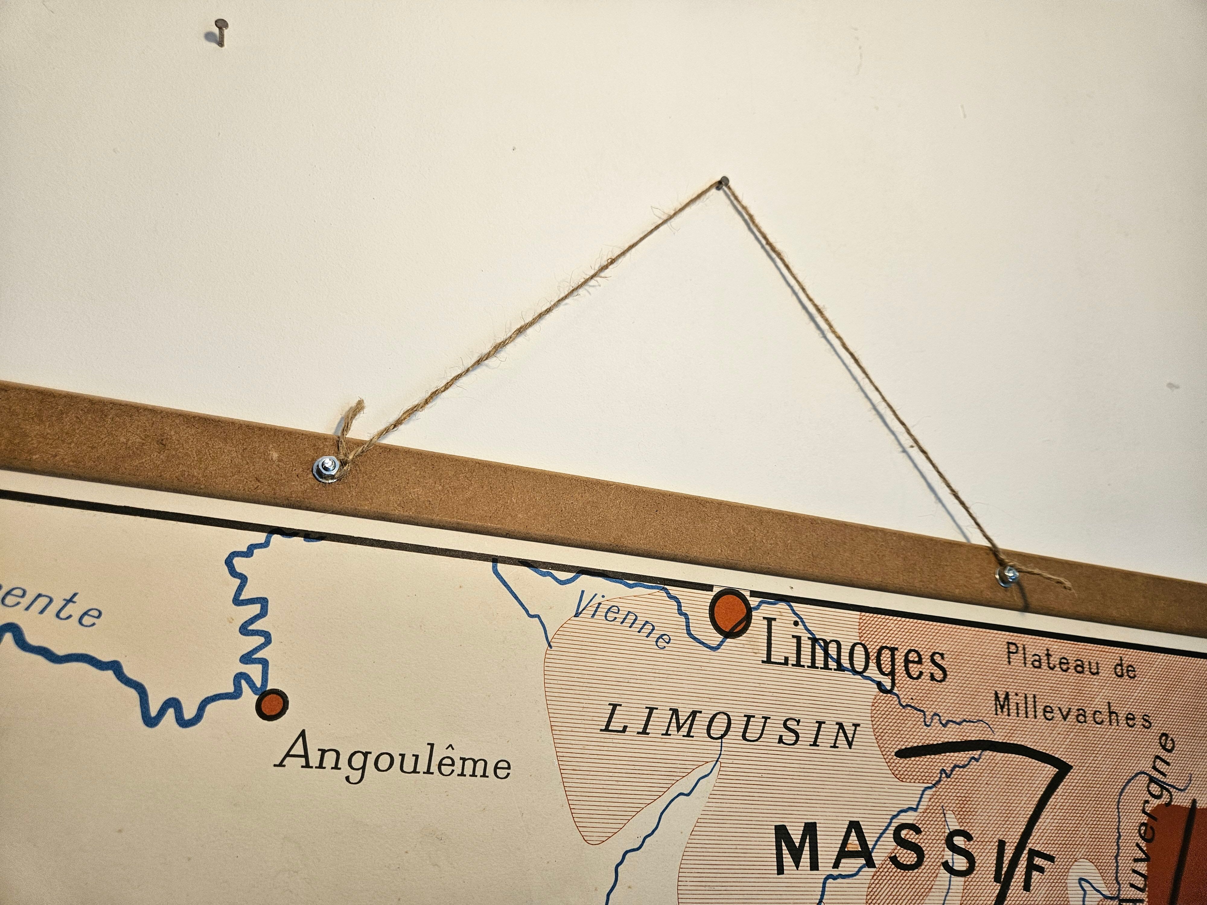 School map of ancient geography 1960 map of France the Garonne le Rhône