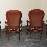 Ensemble de 4 fauteuils Louis Philippe, acajou blond, XIX°