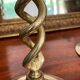 Old pair of twisted candle holders in gilded bronze 32.5cm