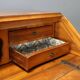 Antique cherry wood cabinet with drop-down front, 3 drawers, Italy, 20th century.