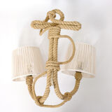 Wall lamp with two braided rope lights, 1950-1960.