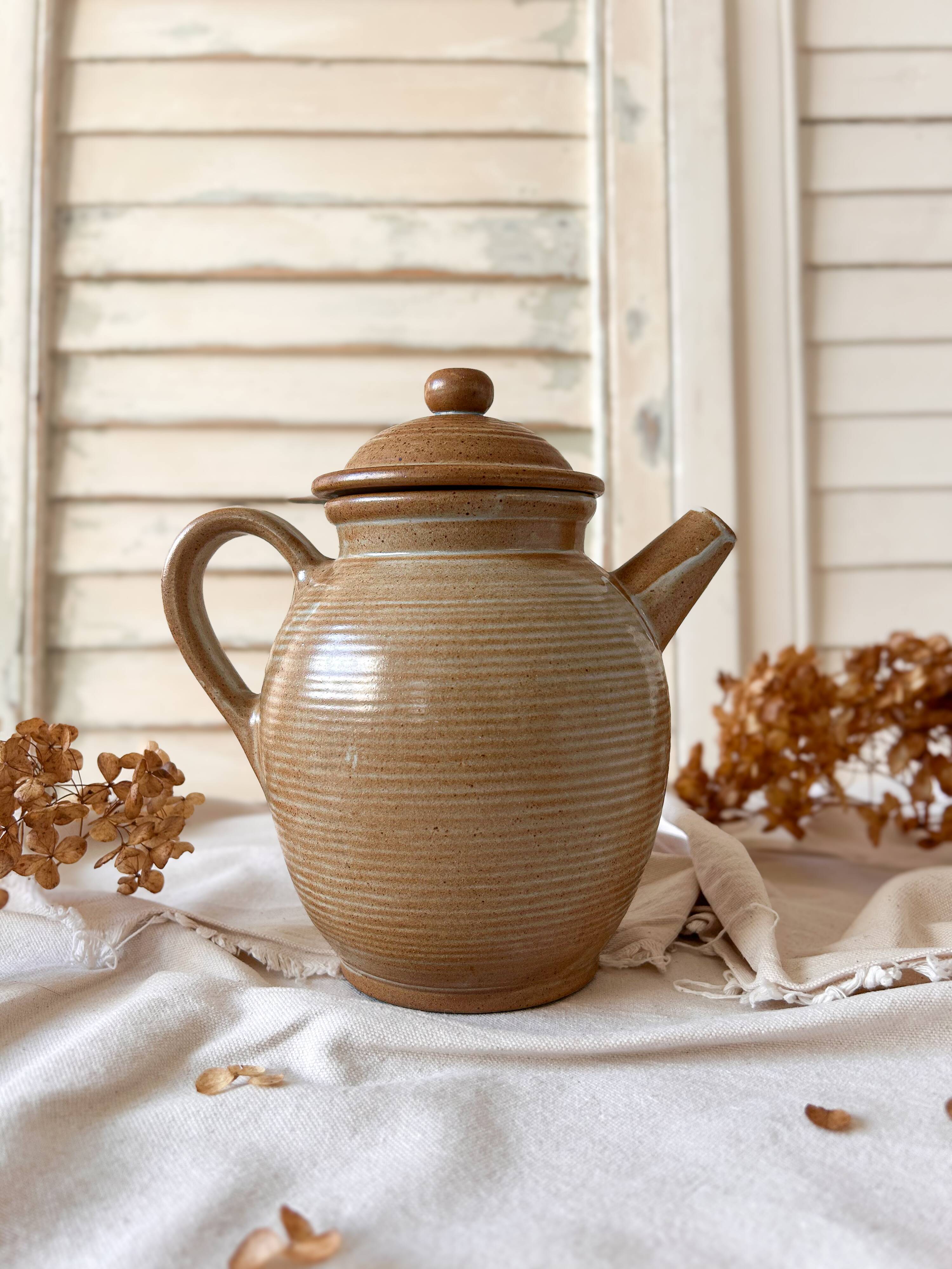 CNP Village stoneware coffee pot