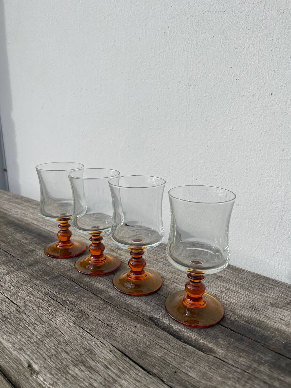 Amber stemmed glasses