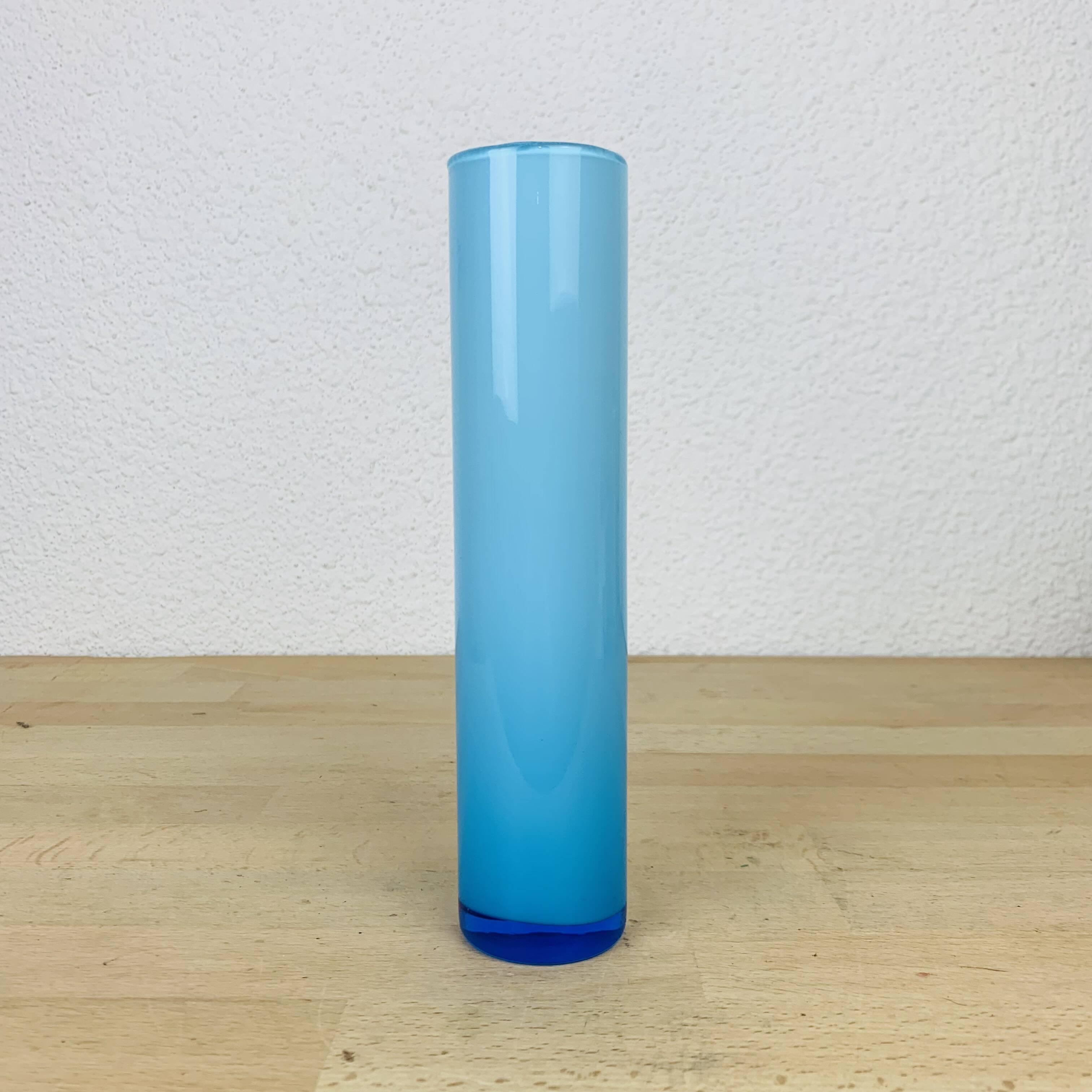 Scandinavian scroll vase blue glass