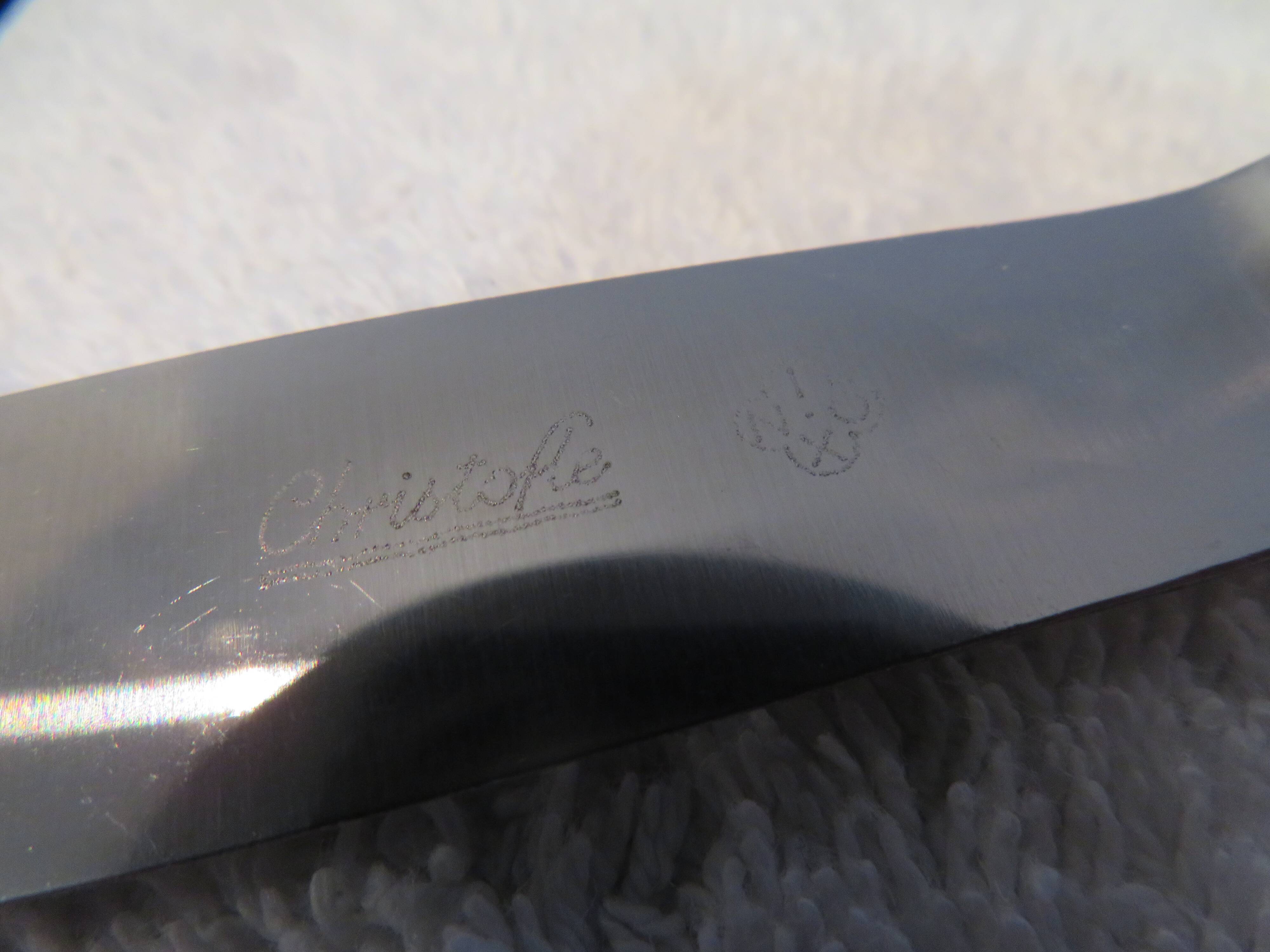 12 silver plated dessert knives by Christofle Vendome, 20.3cm
