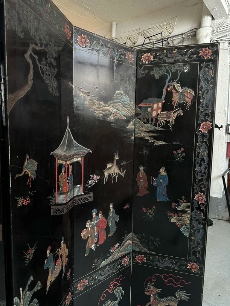 Coromandel lacquered Chinese screen with 6 panels