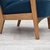 Fauteuil danois des années 1970 par Fritz Hansen, en laine de mobilier, bois de hêtre.