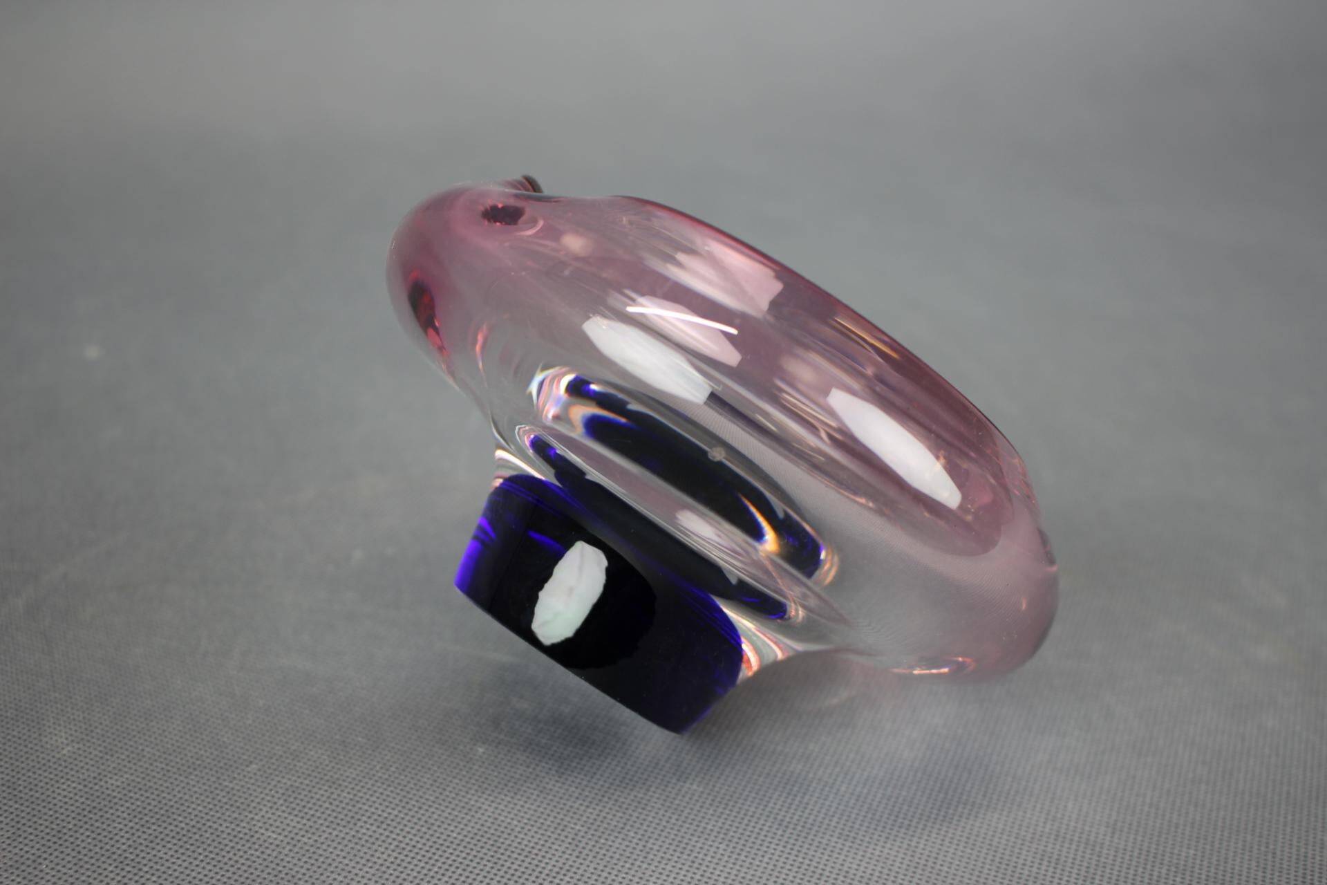 1960s Czech Pink and Blue Sommerso Glass Ashtray by Hospodka