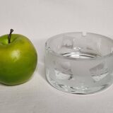 Thick frosted glass ashtray and pocket tray, 1980s savannah design, 13 cm.