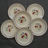 Set of 6 Luneville earthenware dessert plates. Bagatelle model.