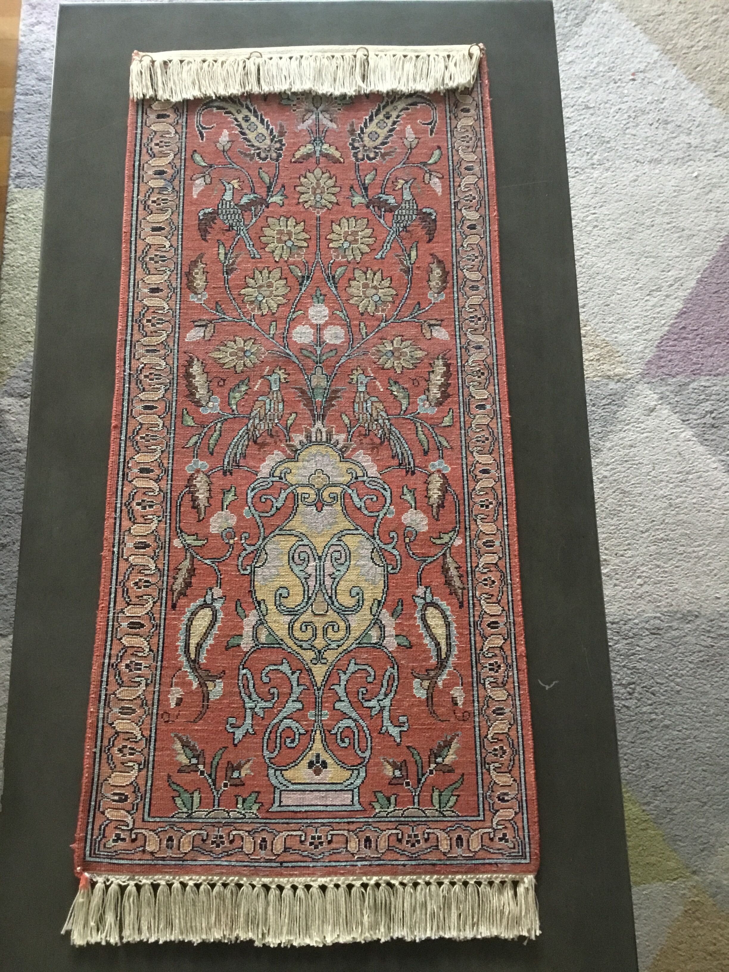 Tapis d’orient en cachemire et soie 44x92cm