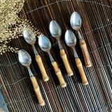 6 small vintage bamboo spoons