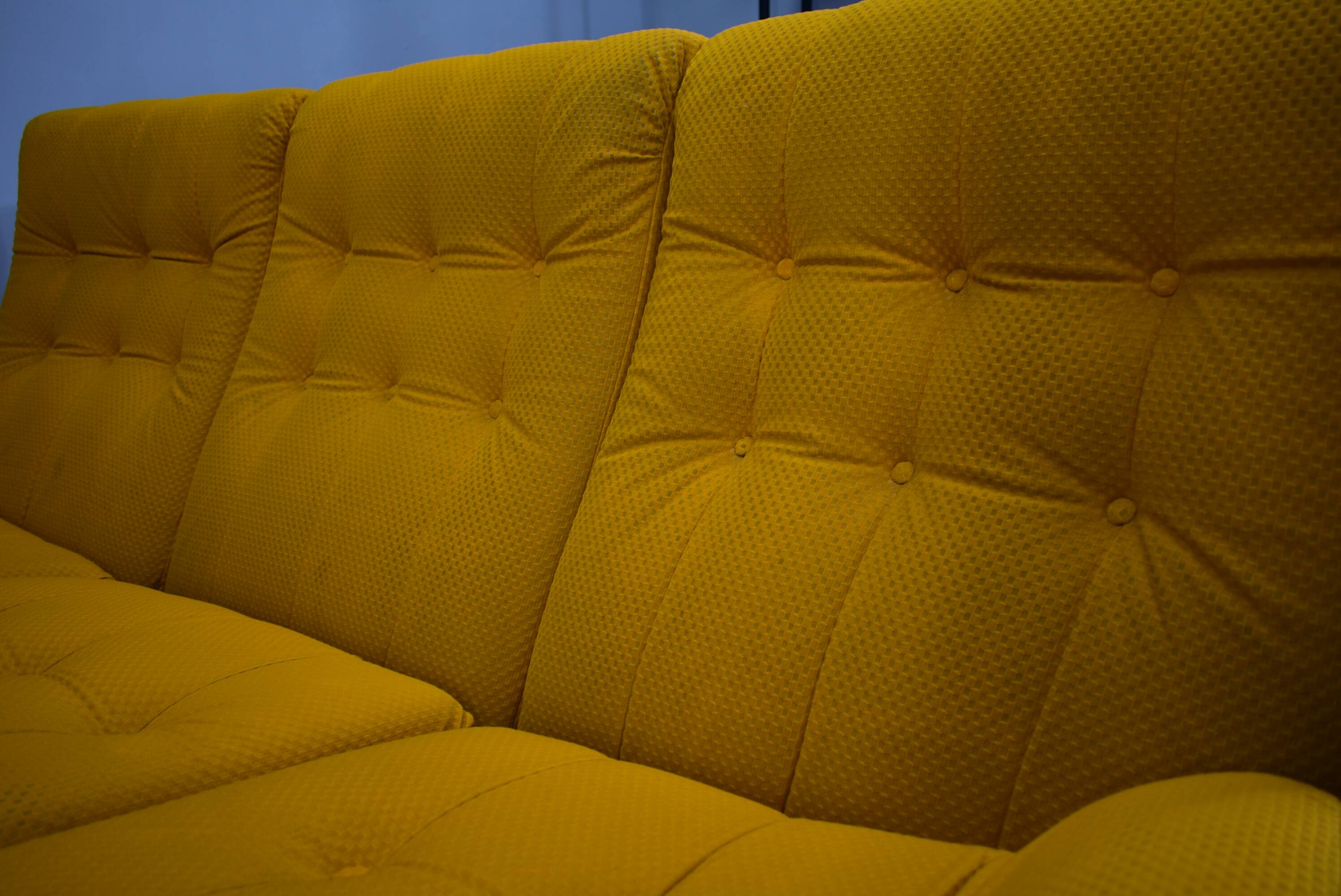 20th century, yellow Atlantis three-seater sofa, 1960s