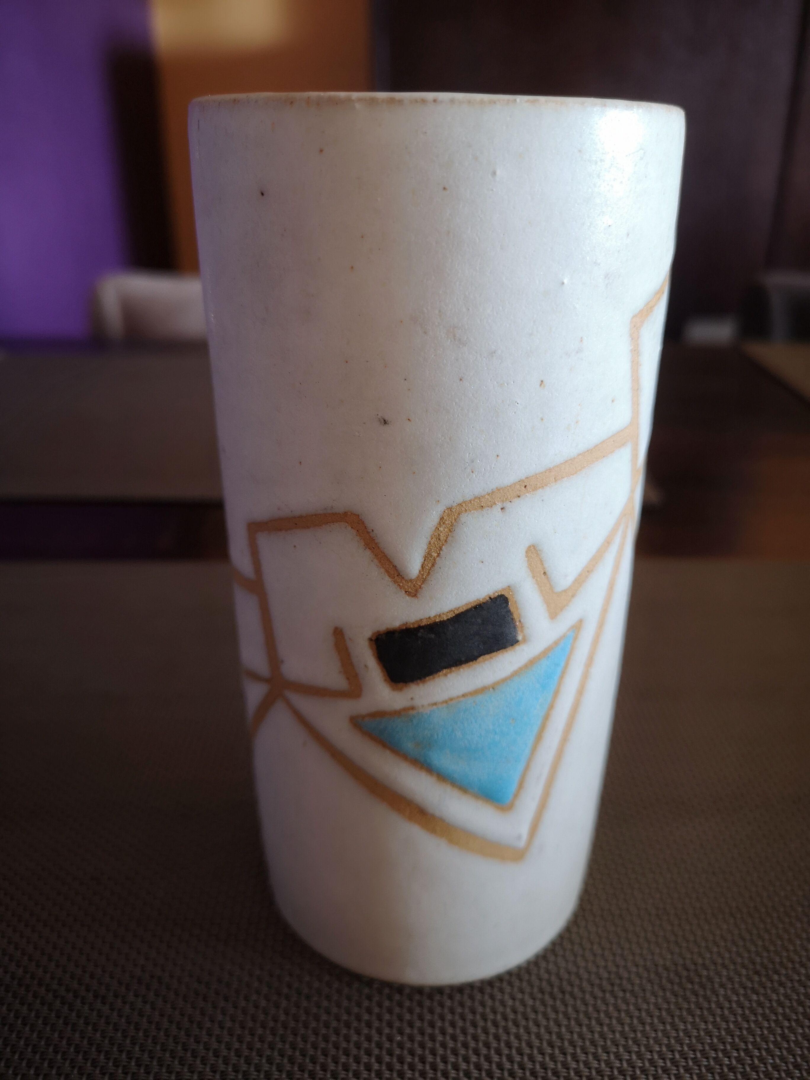 Vase ceramic roller stylized geometric patterns - Signed - 1960s/1970s