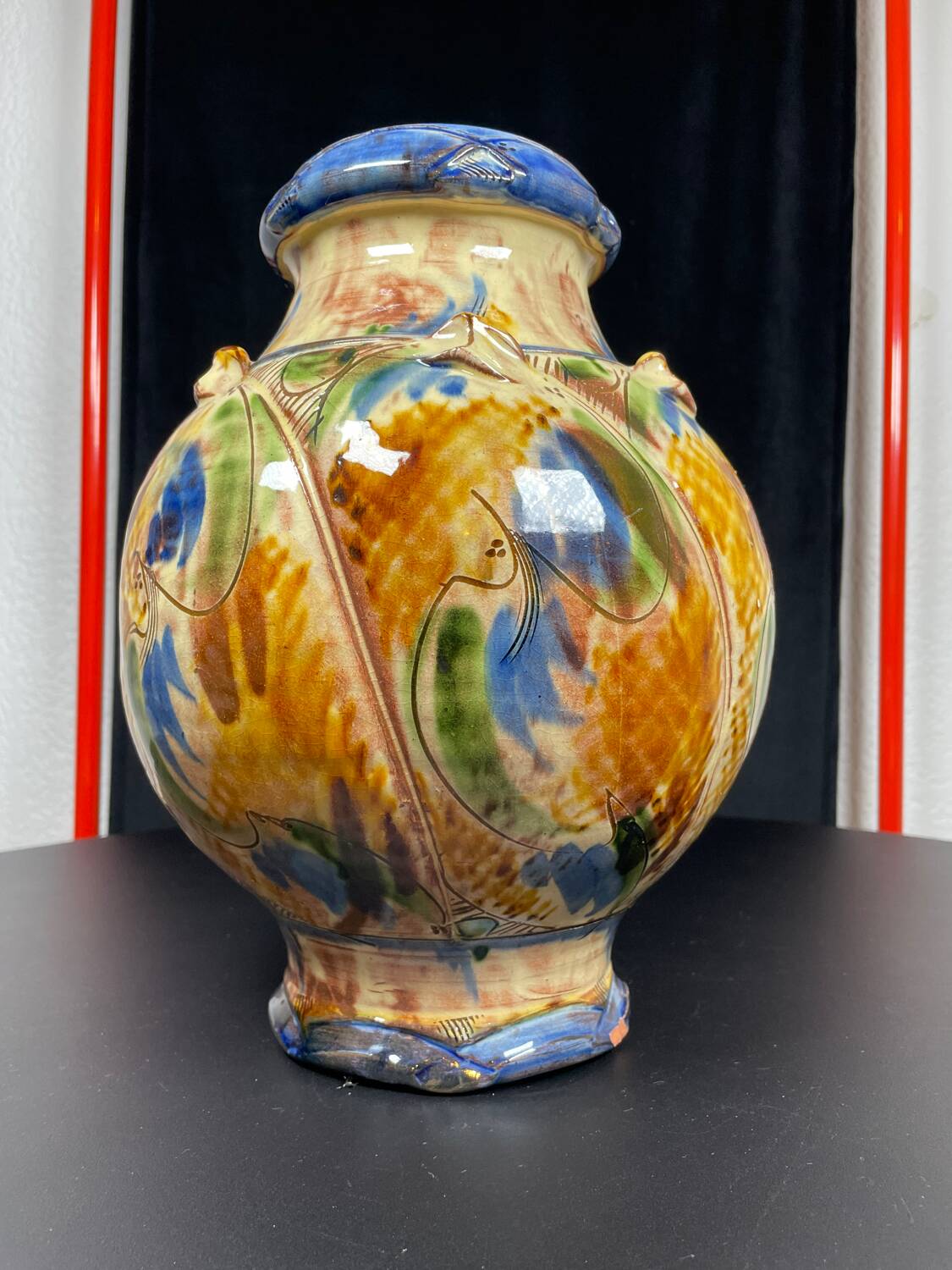 Large signed colorful vase