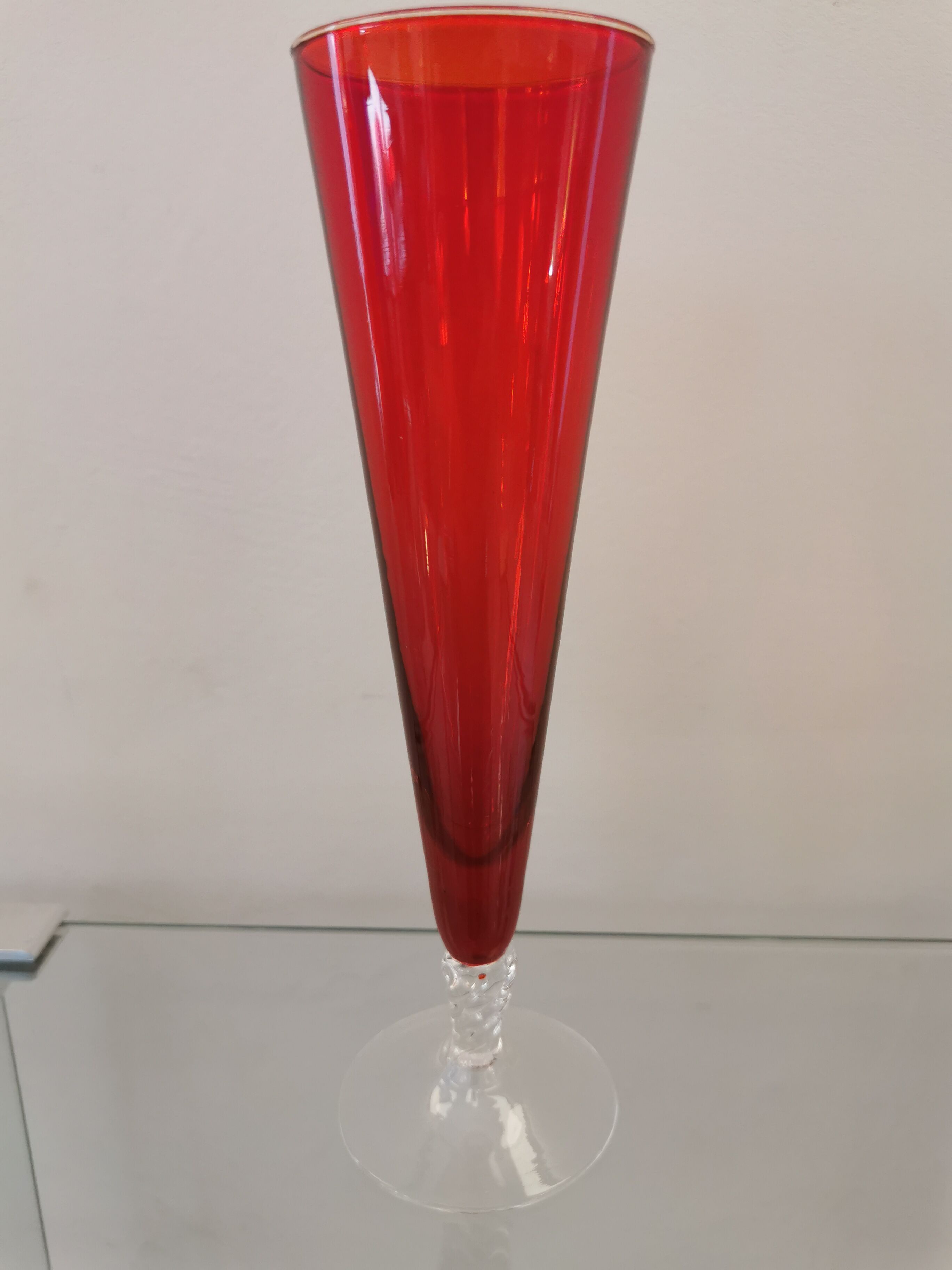 6 vintage Murano glass champagne flutes from the 60s