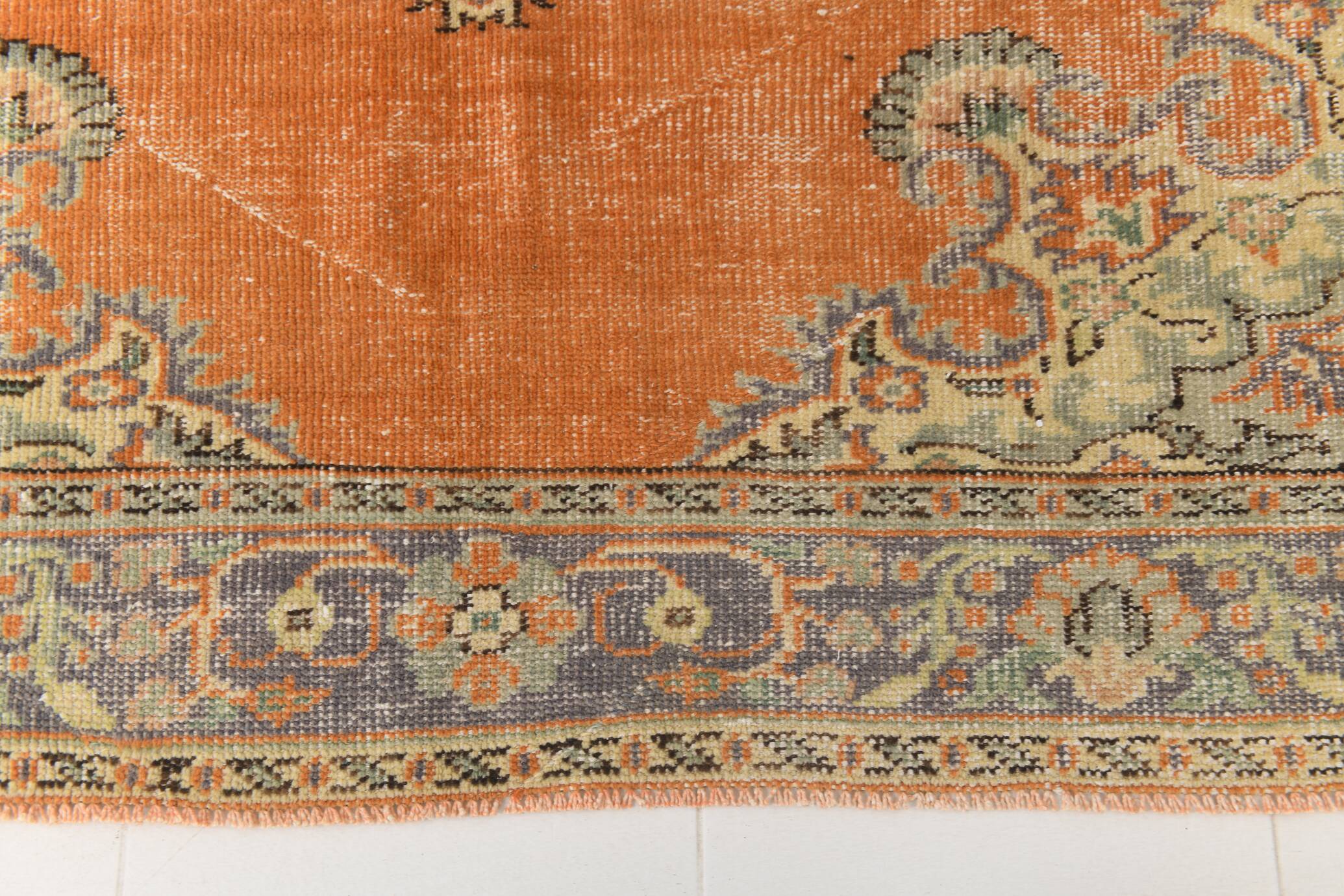 6x8 Brunt Orange & Beige Aesthetic Vintage Rug, 188x262Cm