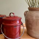 Set of 2 enamelled sheet metal pots